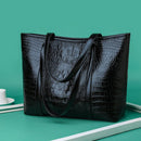 Simple Crocodile Leather Women Shoulder Bag Large Capacity Totes Travel Handbag