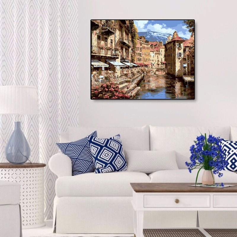 Florence River Oil Painting By Numbers Canvas Hand Painted Wall Art Home Decor