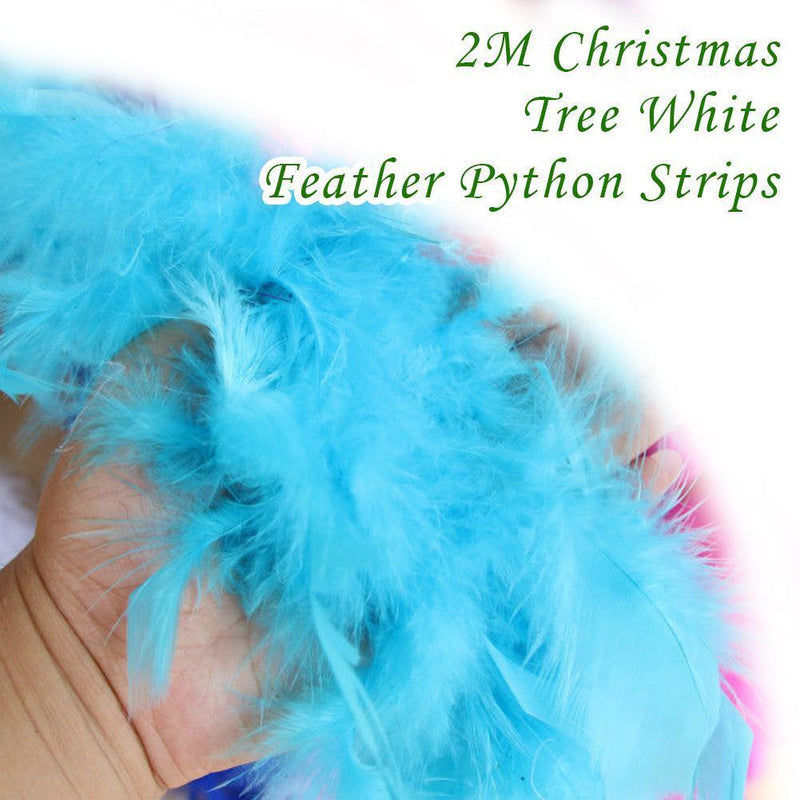 2M Christmas Tree Blue Feather Boa Strip Xmas Ribbon Wedding Garland Decor,`