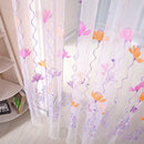 Flowers Print Translucent Curtains Windows Decor Tulle Sheer Drapes Purple