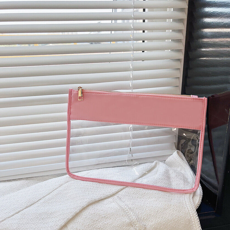 Fashion Letter Clutch Bag Transparent Cosmetic Bag PVC Travel Make Up Organiz