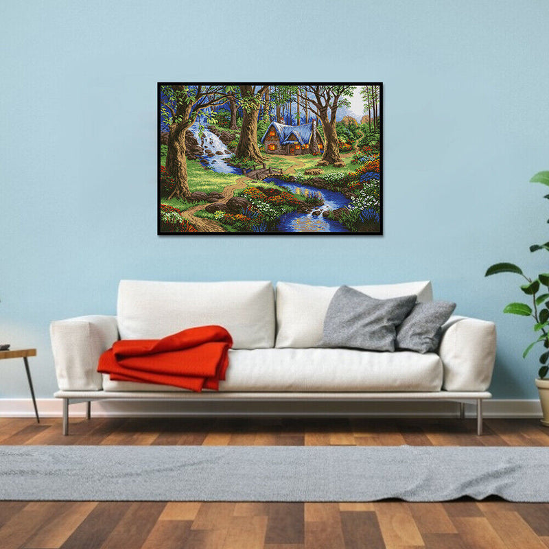 Full Cross Stitch 11CT DIY Forest House Printed Embroidery Craft Home Decorat