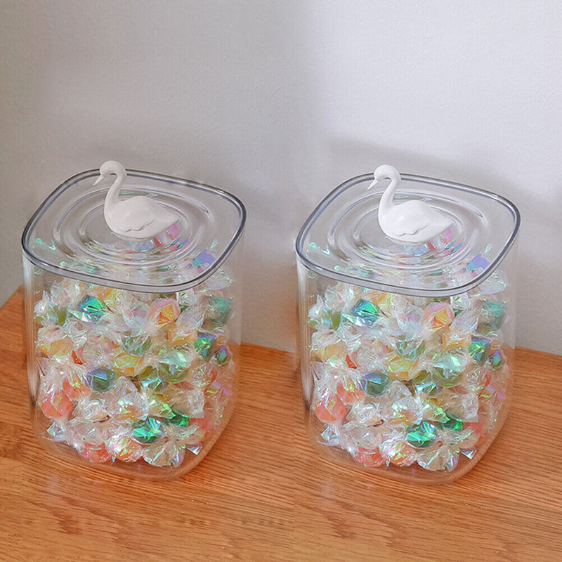 Clear Acrylic Storage Box Cotton Pad Swab Cosmetic Animal Case Washroom (B)