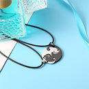 pair Cute Round Valentine's Day Fashion Couple Pendant Necklace Black White Cat