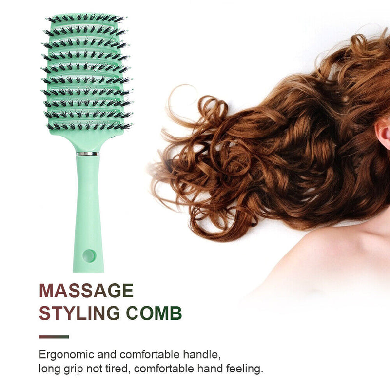 Scalp Massage Comb Bristle Women Curly Hair Detangle Brush Salon (Green) Newly