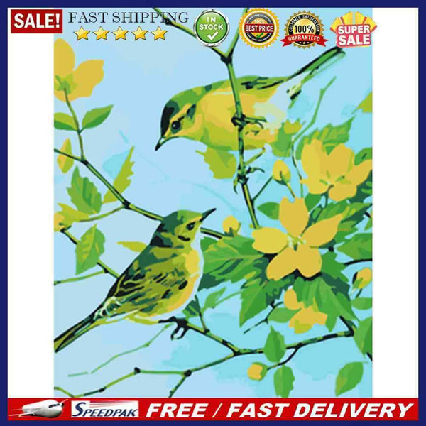 DIY Digital Oil Painting By Numbers Birds on Branch Canvas Acrylic Picture