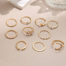 Fashion Hollow Diamond Moon Heart Leaf Ladies Ring Wedding Party Jewelry Gift