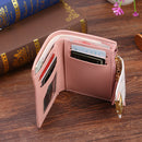 Tassel Women Short Wallet Leather Clutch Card Bag Female Purse (Light Pink)