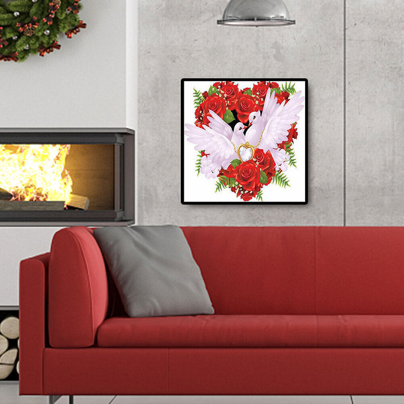 Rose Peace Pigeon 5D DIY Diamond Painting Kits Full Square Drill Wall Decor Gift