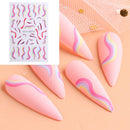 Nail Art Stickers Decals Transfers Pink Wavy Swirls Manicure Lines Abstract V2O4