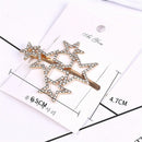 Women Pentagram Headwear Star Shiny Metal Hairgrip Rhinestone Crystal Hair Clip