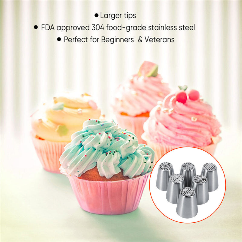 Piping Tips Set - 6PCS Icing Piping Tip Nozzles for Cake Sugarcraft Decorating