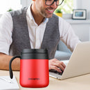 350ml Stainless Steel Vacuum Flask Handle Lid Portable Water Cup (Red) Newly