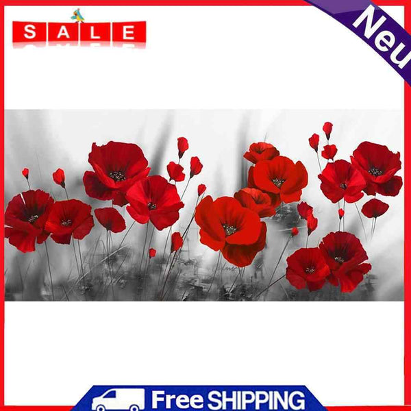 Red Flower Oil Paint By Numbers Kits Wall Art Craft Coloring Drawing for Adults