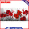Red Flower Oil Paint By Numbers Kits Wall Art Craft Coloring Drawing for Adults