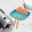 Silicone Utensil Rest with Drip Pad Cloud Rack with Pot Lid Holder (Orange)