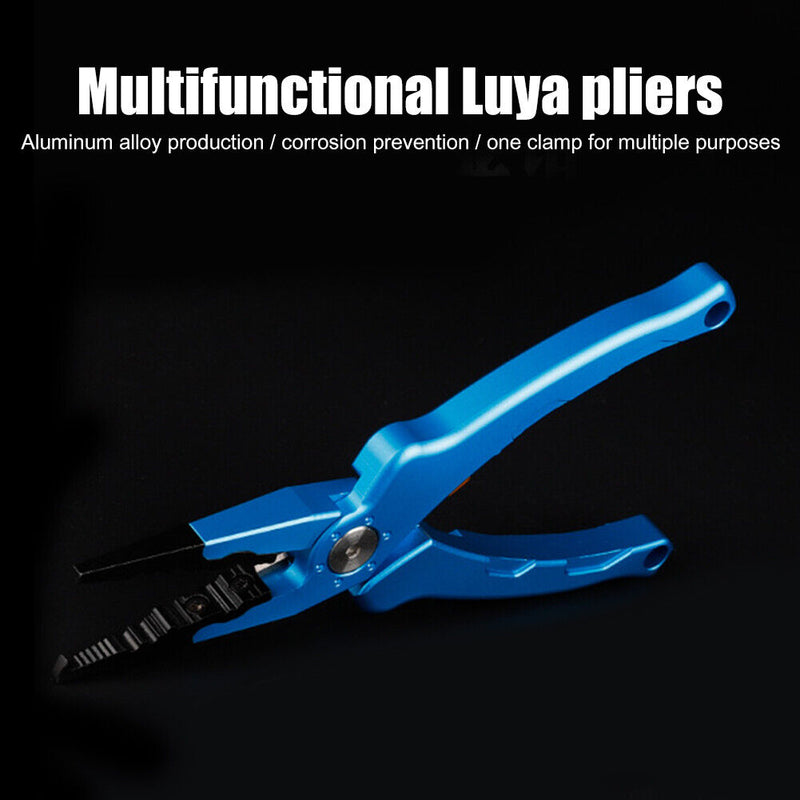 Fishing Pliers Scissors Braid Line Lures Cutter Hook Remover Tongs (Blue)