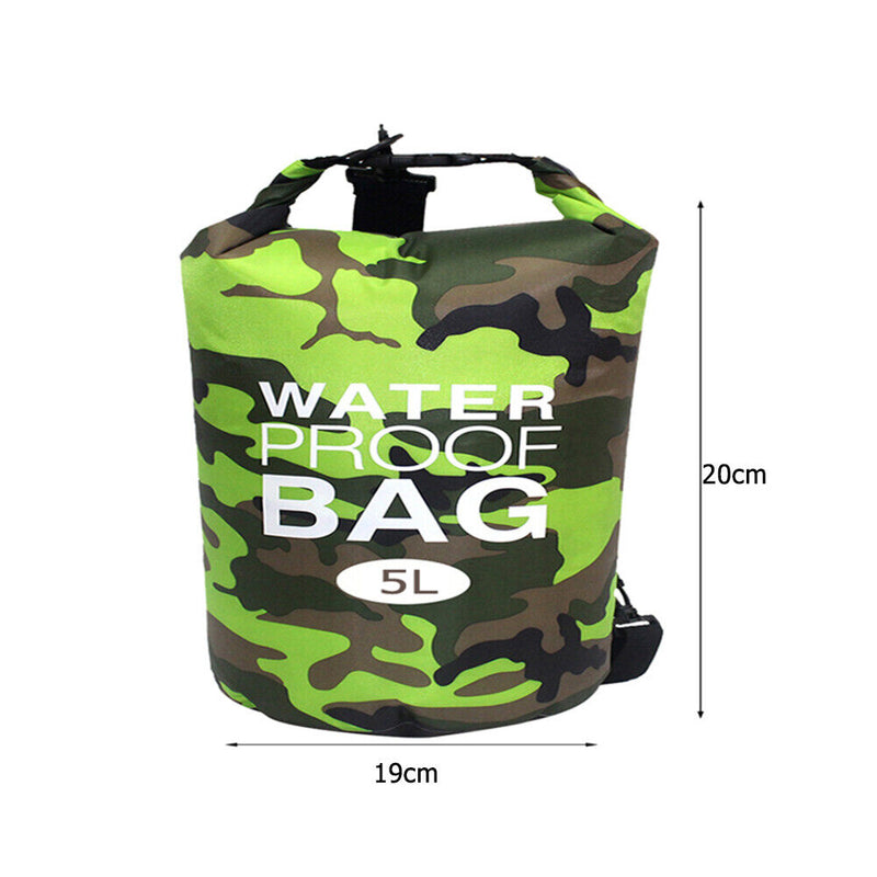 Waterproof Swimming Bag Camouflage Outdoor Camping Dry Sack (5L Green)