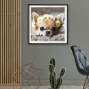 5D DIY Flower Dog Full Round Diamond Painting Mosaic Drawing Home Decoratio