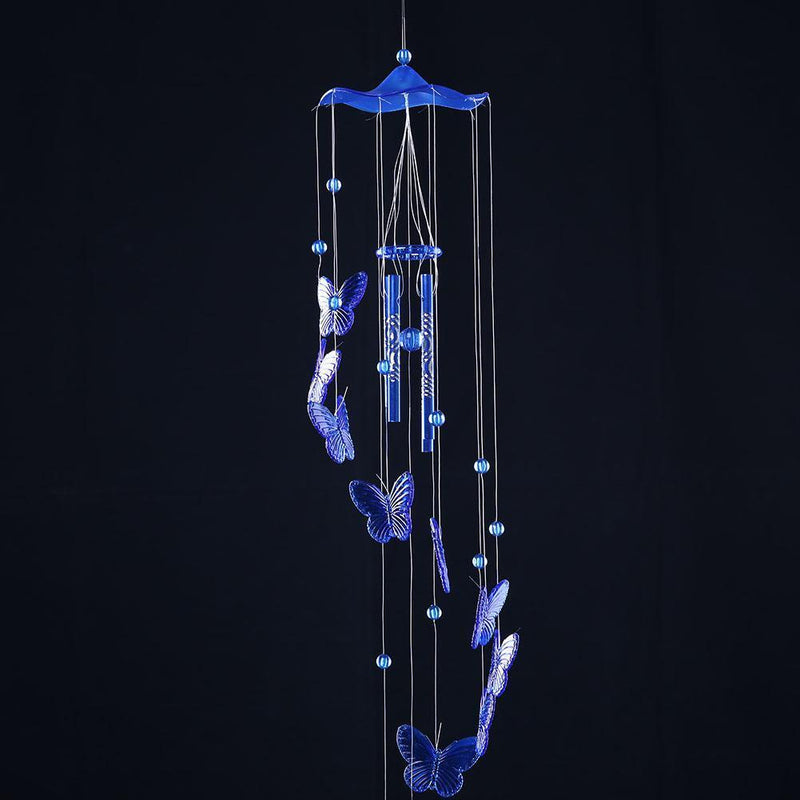 Butterfly Bell Wind Chimes Creative Home Yard Garden Hanging Decor(Blue)