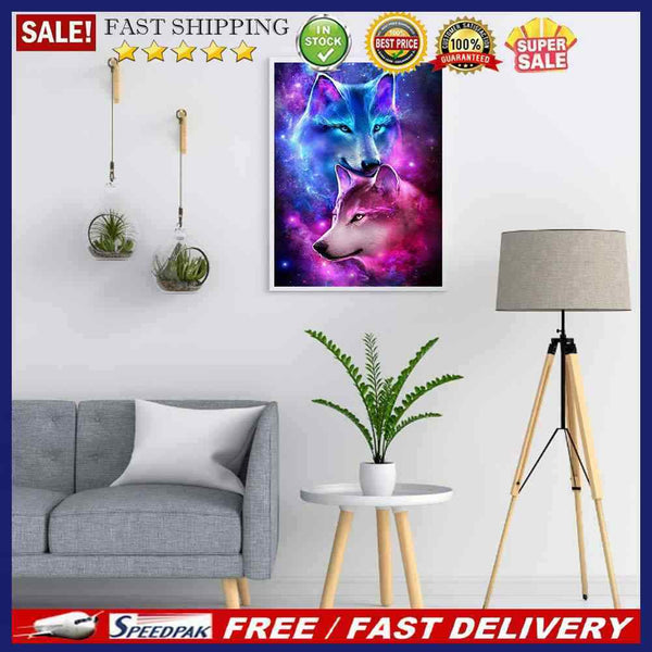 5D DIY Diamond Painting Snuggling Wolf Kits Full Round Drill Wall Decor Crafts