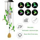 Colorful LED Solar Light Outdoor Wind Chime Hummingbird Pendant Lamps (A) Newly