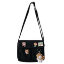 Women Crossbody Bags Canvas Handbags Pendant Badges Messenger Pouch for Shopping