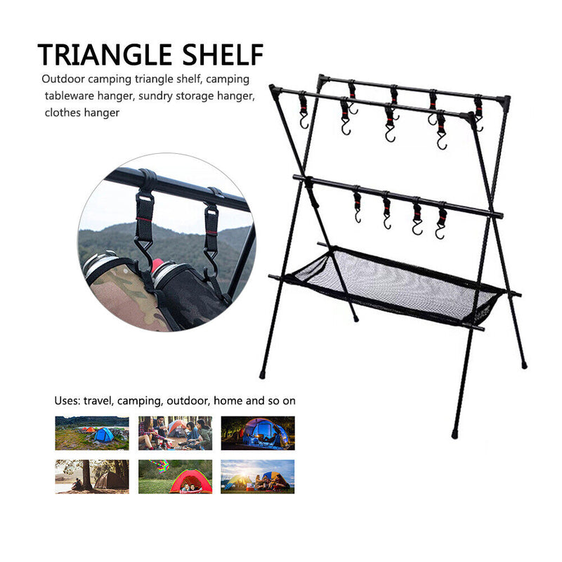 Camping Hanging Rack Aluminum Alloy Tripod Hanger Rack Foldable Hiking Equipment