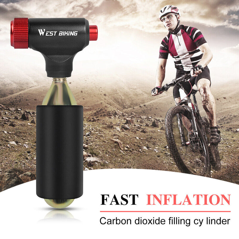 WEST BIKING CO2 Bike Tire Inflator Head for Presta Schrader Valve (Red) Newly