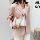Women Alligator Pattern Pure Color Underarm Bag Casual Thick Chain PU Handbags