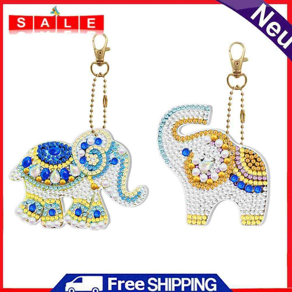 2pcs Rhinestone DIY Full Special Shaped Diamond Painting Keychain Mosaic Kit