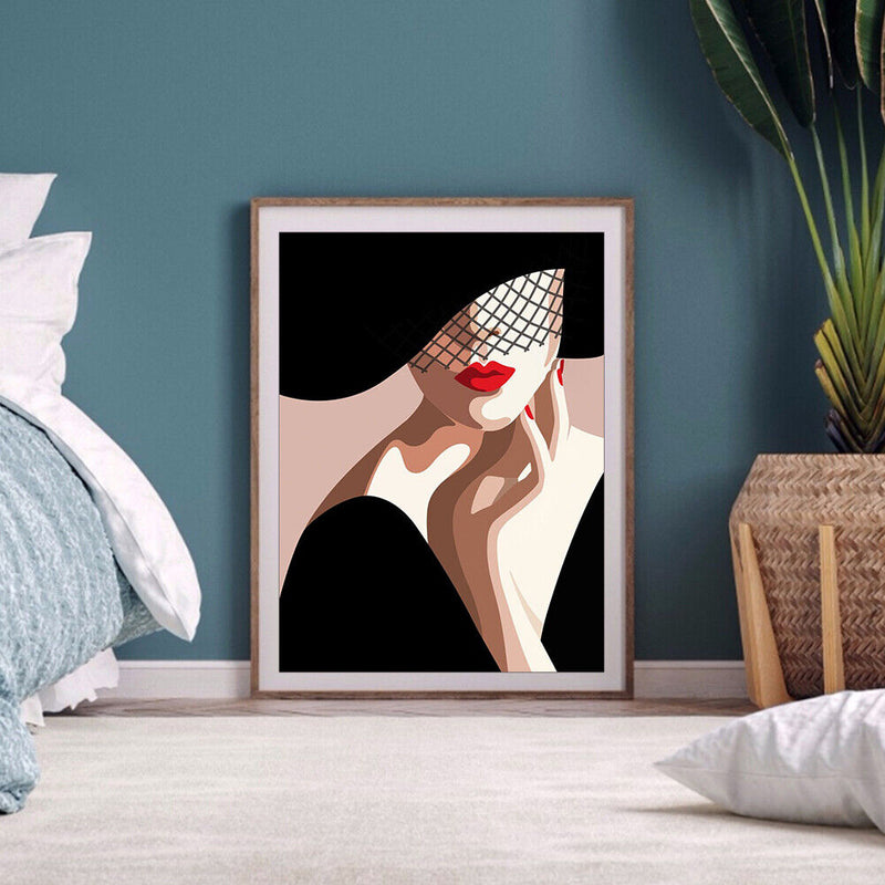 DIY Hand Painted Oil Modern Lady Drawing Canvas Paint By Numbers Kit Craft