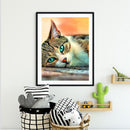 40x50cm Colorful DIY Paint By Numbers Kit Green Eyed Cat Animals Decor Gift Art