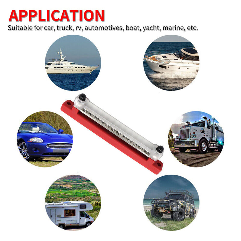 Universal Car Terminal Block with Transparent Cover Busbar for Car Boat Mar
