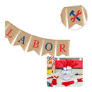 Labor Day Linen Banner Holiday Decoration Pennant for Fireplace Doorway Por