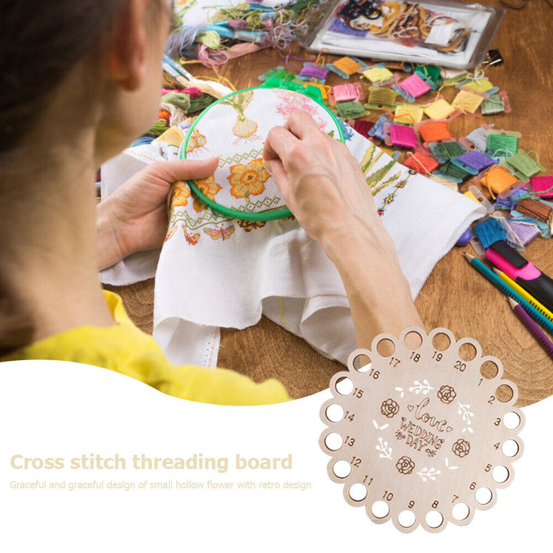 DIY Embroided Hollow Thread Board Wooden Household Cross Stitch Needle Board
