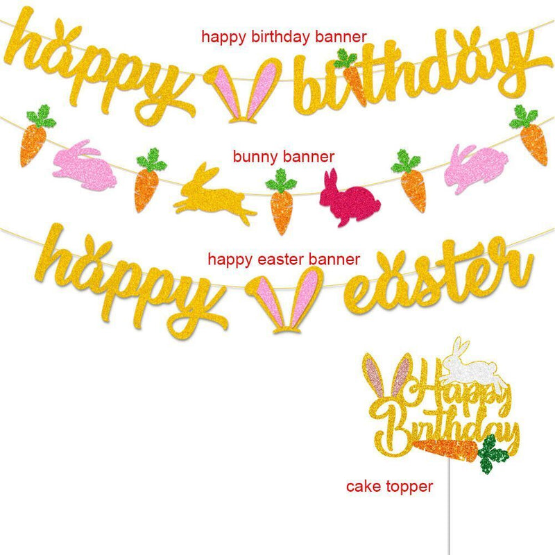 Easter Home Decoration Garland Bunting Cake Topper Hanging Flags Easter Banner