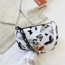Retro Women Animal Print Underarm Shoulder Bag Small Handbags (Butterfly B)