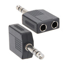 Stereo 6.35mm 1/4" 1 Male, 2Mono Female Jack Audio Splitter Adapter