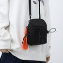 Unisex Nylon Crossbody Bag Street Hip Hop Shoulder Small Phone Pack (Black)