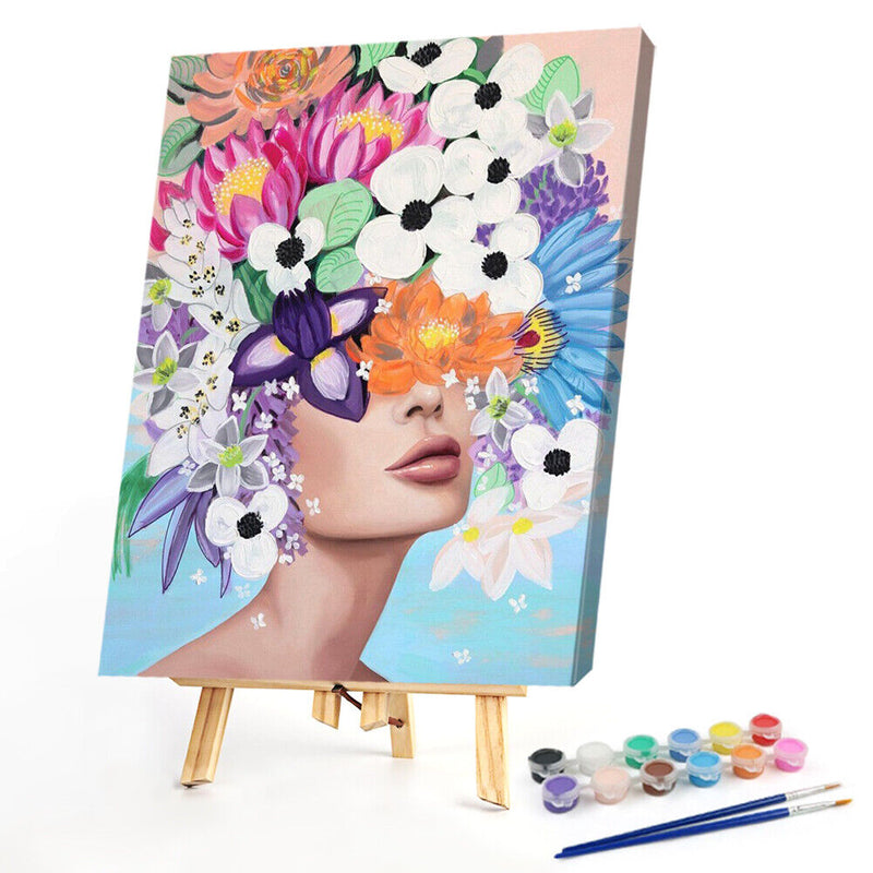 Flower Girl Oil Paint By Numbers Kits Canvas Picture Wall Art DIY Craft