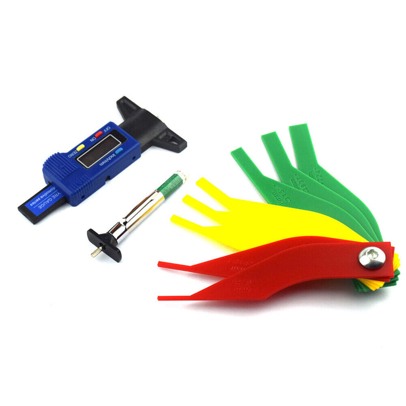 Car Tire Depth Gauge Meter with Tire Pattern Pen Friction Disc Ruler