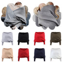Oversized Knitted Shawls Scarfs Off Shoulder Women Sweaters Long Sleeve V-neck