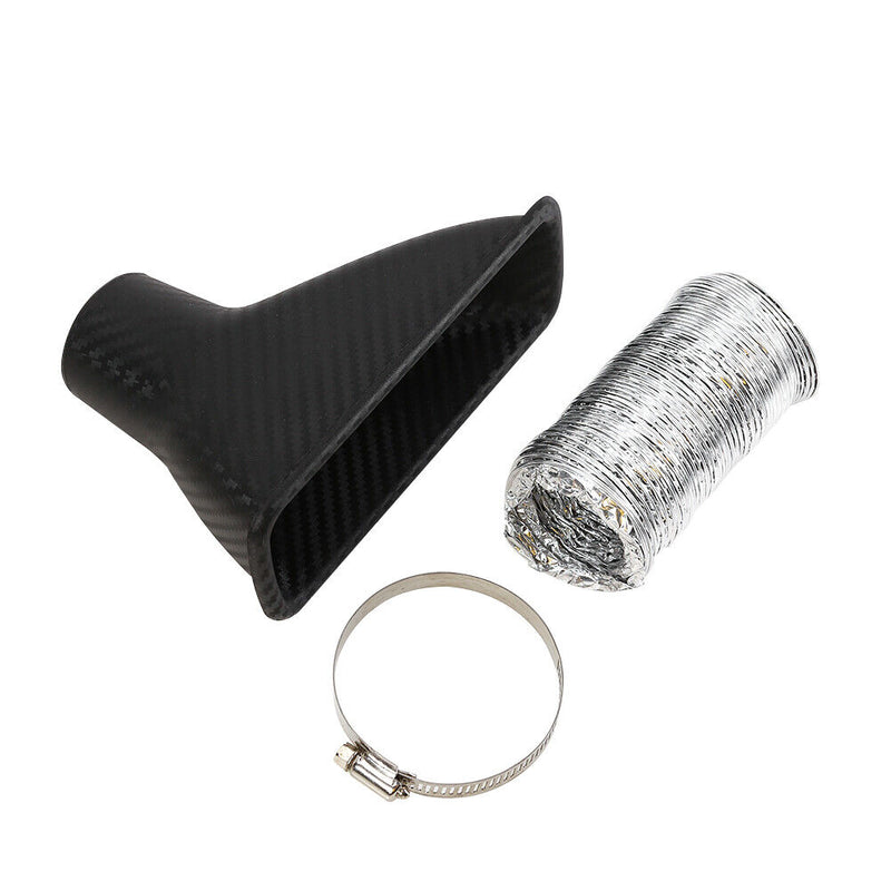 Carbon Fiber Look Car Auto Front Bumper Turbo Air Intake Pipe Air Funnel Kit