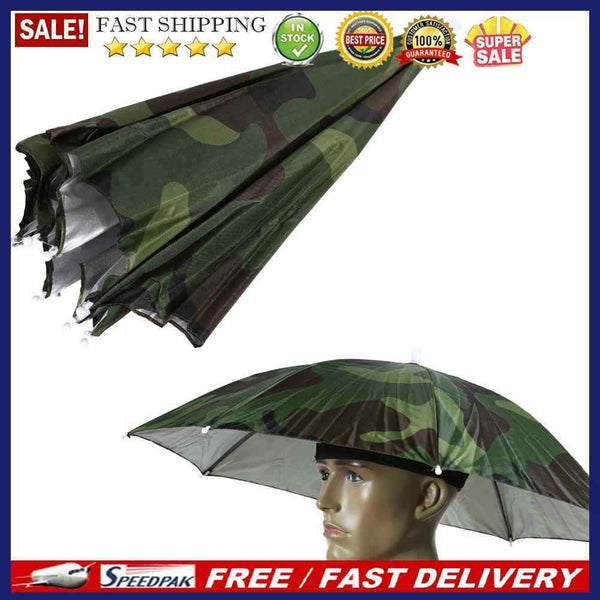 5pc Fishing Caps Head Umbrella Hat Anti-Rain Fishing Anti-Sun Cap Hat(Camo)
