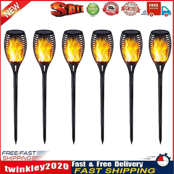 Outdoor Garden Solar Flame Light Waterproof LED Torch Lamp for Yard (6pcs) Newly