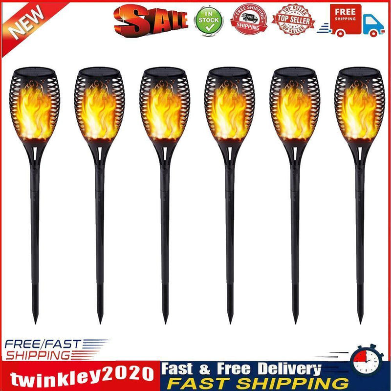 Outdoor Garden Solar Flame Light Waterproof LED Torch Lamp for Yard (6pcs) Newly