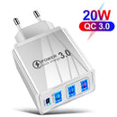 3 USB Fast Charger 3.1A PD Type-C Wall Power Adapter for Phone (White EU) Newly