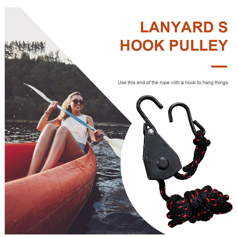 Adjustable Hanging Lanyard Tent Lamp Lifting Pulley Hook (3/8 inch Metal) Newly