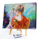 Frameless Painting By Numbers Girl Back DIY Handmade Drawing On Canvas Art Kit